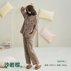 安之伴 睡衣女春秋季2026年新款梭织纯棉秋冬家居服套装