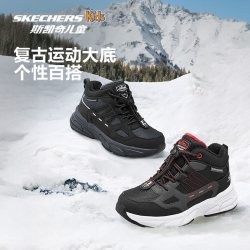 斯凯奇 原野绒绒靴|斯凯奇儿童冬季防滑雪地运动户外保暖中帮靴