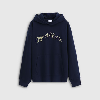 Gap 854715 Logo刺绣毛圈连帽卫衣 海军蓝 M