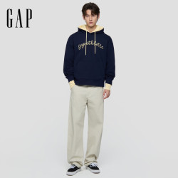 Gap logo刺绣毛圈套头连帽卫衣休闲上衣854715 海军蓝