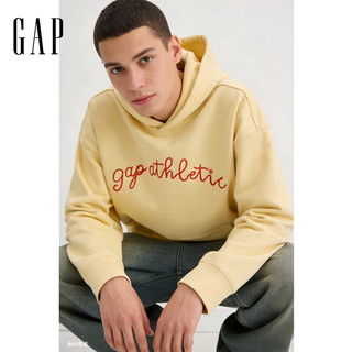 Gap 854715 Logo刺绣毛圈连帽卫衣 鹅黄色 XS