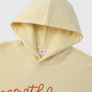 Gap 854715 Logo刺绣毛圈连帽卫衣 鹅黄色 XS