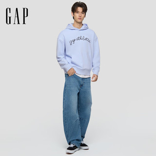 Gap 854715 Logo刺绣毛圈连帽卫衣 浅蓝色 2XL