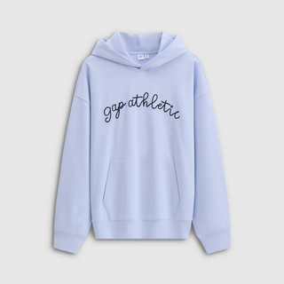 Gap 854715 Logo刺绣毛圈连帽卫衣 浅蓝色 2XL