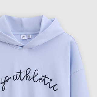 Gap 854715 Logo刺绣毛圈连帽卫衣 浅蓝色 2XL