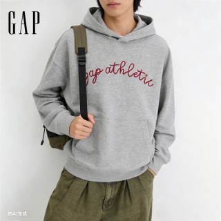 Gap 854715 Logo刺绣毛圈连帽卫衣 浅灰色 XS