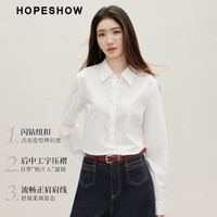 红袖 高级感职业衬衫2026秋季新款女装通勤翻领不易皱高知小资上衣 本白001 M 160/84A/105-115斤
