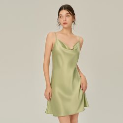 珊目尔 性感荡领真丝睡裙夏100%桑蚕丝吊带睡衣女丝绸纯欲风夏季新款内搭