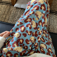 靓衣邦 A类！咖豹猫猫纯棉双层纱布可爱卡通少女睡裤家居睡裤可外穿