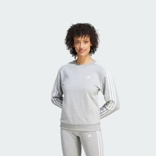 阿迪达斯 休闲日常三条纹运动圆领卫衣套头衫女装秋季adidas阿迪达斯轻运动