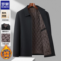 罗蒙 男士翻领夹棉夹克 黑色 XL