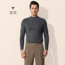 Carre Kenbt CarreKenbt高领保暖内衣男士加厚德绒羊毛上衣桑蚕丝打底保暖衣男