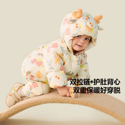 迷你巴拉 minibala）巴拉羽绒连体衣婴儿衣服宝宝萌趣爬服加厚