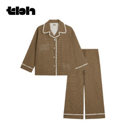 野兽派 tbh野兽派家居加厚全棉法兰绒家居服套装可外穿冬季情侣睡衣