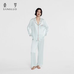 桑罗 水润玻尿酸真丝睡衣23姆米套装100%桑蚕丝外穿高级家居服送礼