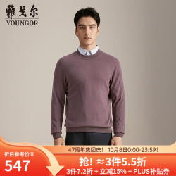 雅戈尔 商场同款羊毛衫男羊毛混纺一体成型羊毛衫舒适保暖 暗紫YYHM615246JBA S 95cm （推荐105-125斤）