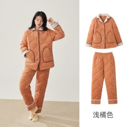 安之伴 情侣睡衣冬季加厚三层夹棉女保暖珊瑚绒休闲男士家居服加绒