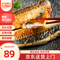 美加佳 挪威青花鱼片净重2斤（内分2袋装）鲭鱼片 去头去尾去脏去骨 挪威青花鱼片2斤 去脏去骨