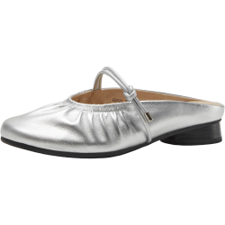 Bata 羊皮粗跟穆勒鞋 女式后空凉鞋