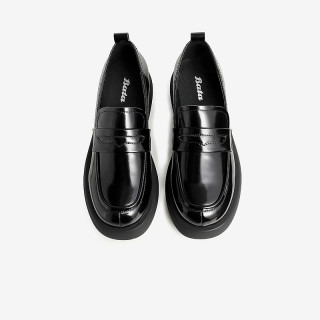Bata 乐福鞋女单秋英伦牛皮jk小皮鞋 黑色 38