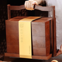 稻香村 高端三层木盒月饼礼盒装广式双黄莲蓉五仁中秋月饼1758g 匠心传承1758g