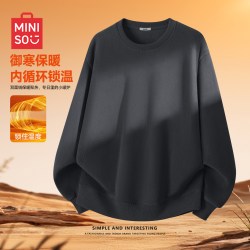 名创优品 重磅摇粒绒圆领卫衣男秋冬季保暖加绒休闲套头衫Y