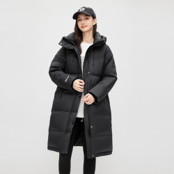 雪中飞 2025冬女士中长款羽绒服连帽加厚保暖韩版廓形纯色