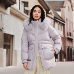 波司登 新款羽绒服女款时尚休闲中长款甜美保暖