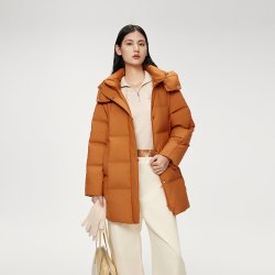艾莱依 短款羽绒服女时尚冬季新款泡芙连帽气质保暖外套商场同款