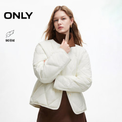 ONLY 2026冬季新款90白鸭绒撞色灯芯绒拼接翻领轻薄短款羽绒服女
