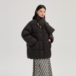 艾莱依 短款羽绒服女时尚冬季新款泡芙质感小个子气质加厚保暖外套
