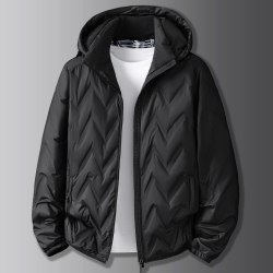 宝盾狼 轻薄款羽绒服男装加肥大码可脱卸帽保暖外套胖哥宽松冬季白鸭绒服