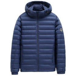 雪中飞 2025春男士短款连帽轻薄羽绒服纯色简约分格商务休闲