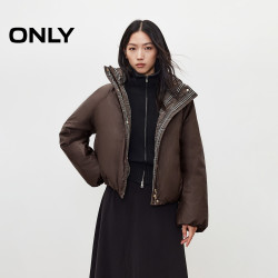 ONLY 2025冬季新款双向拉链立体花苞90白鸭绒宽松短款羽绒服女