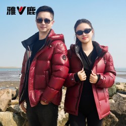 雅鹿 红色短款羽绒服2026年冬季保暖加厚款90白鸭绒时尚洋气外套女