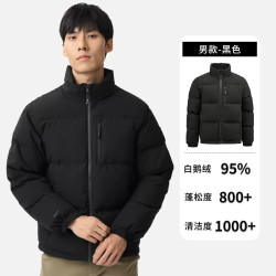 君羽 800蓬95白鹅绒羽绒服男士短款冬季加厚保暖立领羽绒服男