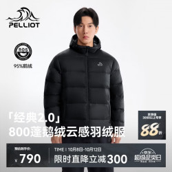 伯希和 800蓬鹅绒羽绒服男女秋冬户外防风棉衣保暖外套滑雪服登山服男 曜石黑 L