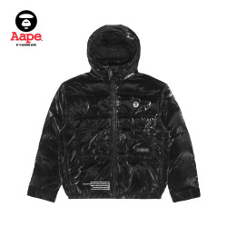 Aape 旗舰店男装秋冬亮面字母连帽宽松版面包羽绒服外套7552XXJ