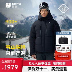 君羽 高山羽绒服男900蓬鹅绒服男士户外登山加厚保暖外套 黑色 XL （盒式结构）充绒量242克