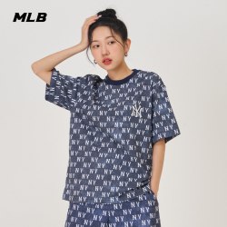 MLB官方 男女情侣老花满印T恤休闲短袖明星同款23夏季新款TSM05