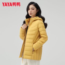 YAYA 鸭鸭轻薄羽绒服女中长款2026新款修身时尚简约连帽显瘦大码外套K