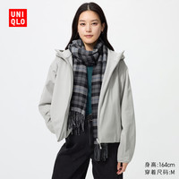 优衣库 双面穿防风摇粒绒拉链连帽外套女装487603 02 浅灰色