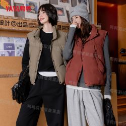 YAYA 鸭鸭秋冬时尚百搭女士鸭绒短款羽绒服马甲休闲YE4C615172N