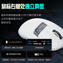 雷神 无线星闪鼠标 49g轻量化 三模 PAW3395独立屏4K