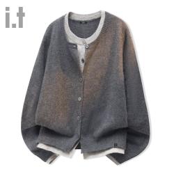 I.T it fingercroxx毛衣女秋冬保暖厚外套假两件针织衫