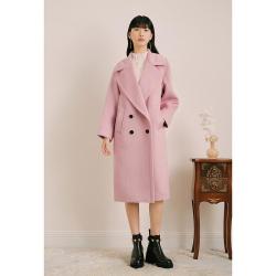 奥丽嘉朵 秋冬樱花粉羊驼毛混绵羊毛大衣