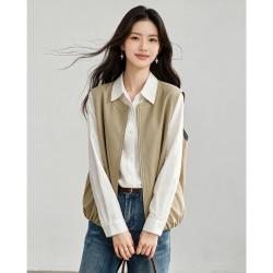 尚静 26年秋新圆领工装风马甲外套无袖外套女