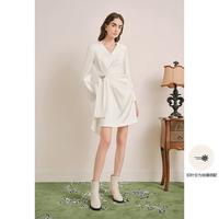奥丽嘉朵 秋季褶皱收腰连衣裙