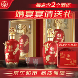 五粮液 股份出品鸿运婚宴酒浓香型固态法白酒 52度 500ml*2瓶 礼盒送礼