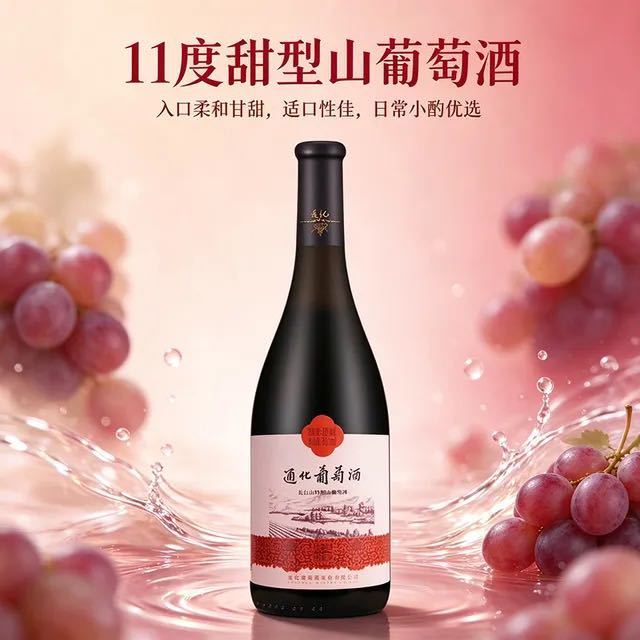 今日必买：通化葡萄酒 老红梅甜型山葡萄酒 果酒微醺 特酿11度*1瓶